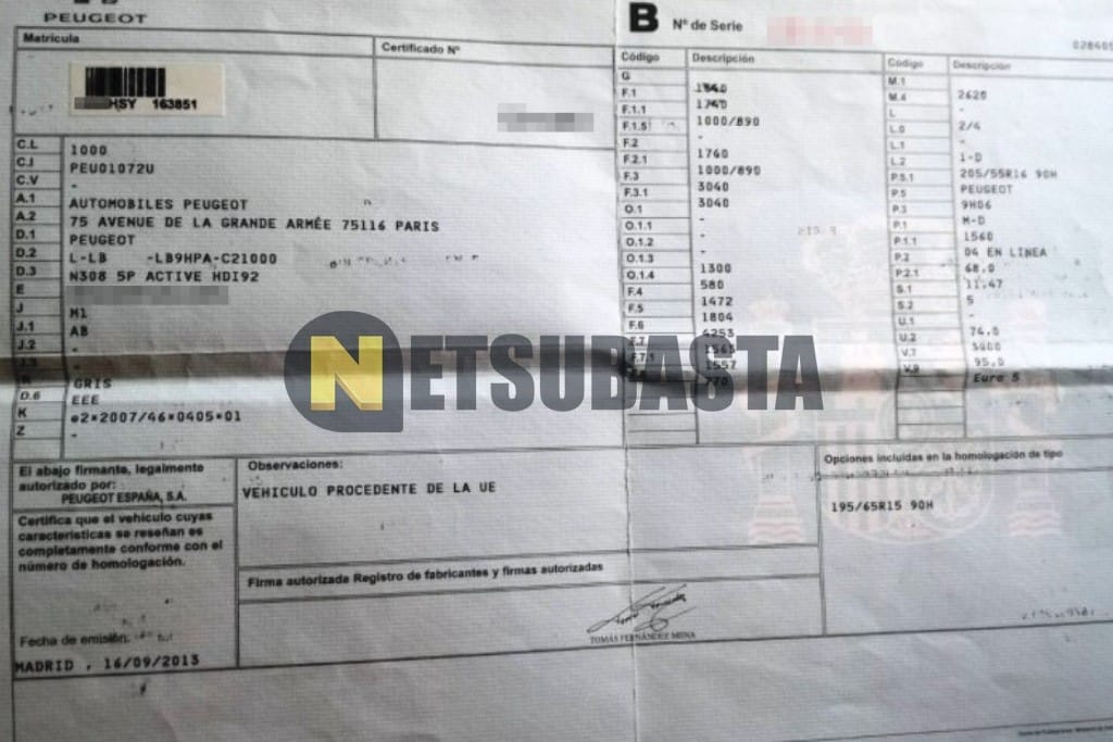 Peugeot 308 1.6HDi Active 2013